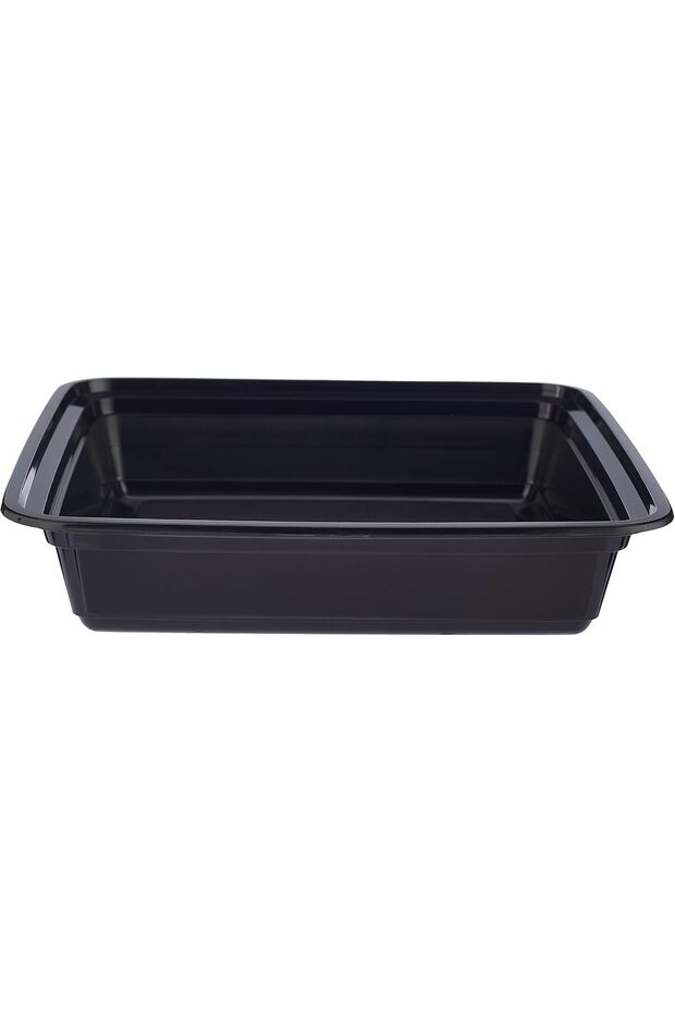 وعاء تحضير وجبات الطعام القابل للاستخدام في الميكروويف، ذو قاعدة مستطيلة سوداء اللون، مع غطاء شفاف. (5، أسود) - 5