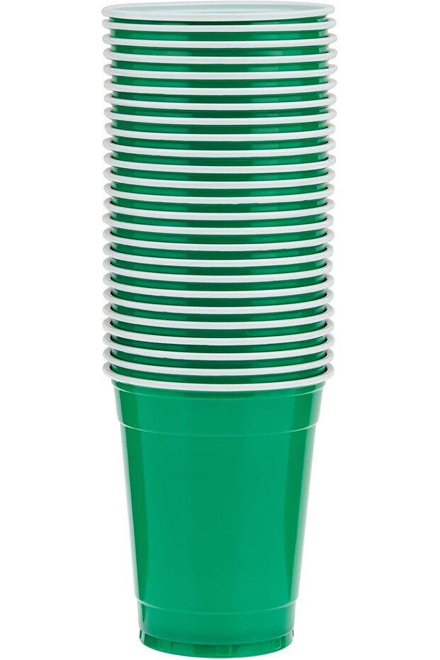 Green Plastic Cups, 12 oz, Durable Disposable Cold Drink Cups for Parties and Events