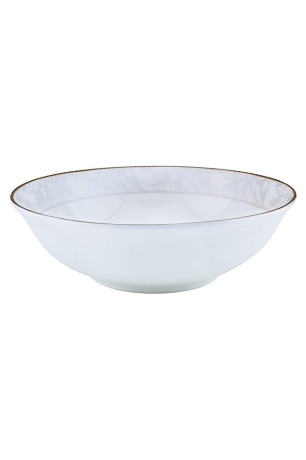 Shallow Porcelain Elegance Bowl with Gold Rim, White, 23 cm, TS-H1-34