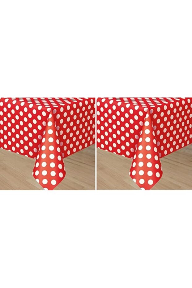 Unique Ruby Red Dot Table Cover Disposable Plastic Party Tablecloth Classic Polka Dot Design Protects Against Spills Stains for Birthday Valentines Wedding Circus Celebration Table Décor