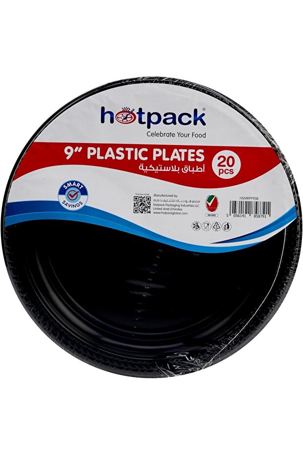 Economy Plastic Plates Black 9 inch, 20 Pieces