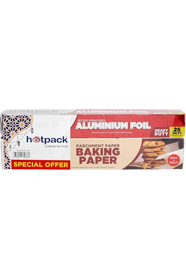 ALUMINIUM FOIL 30CM 25SQFT + BAKING PAPER 30CM 75SQFT
