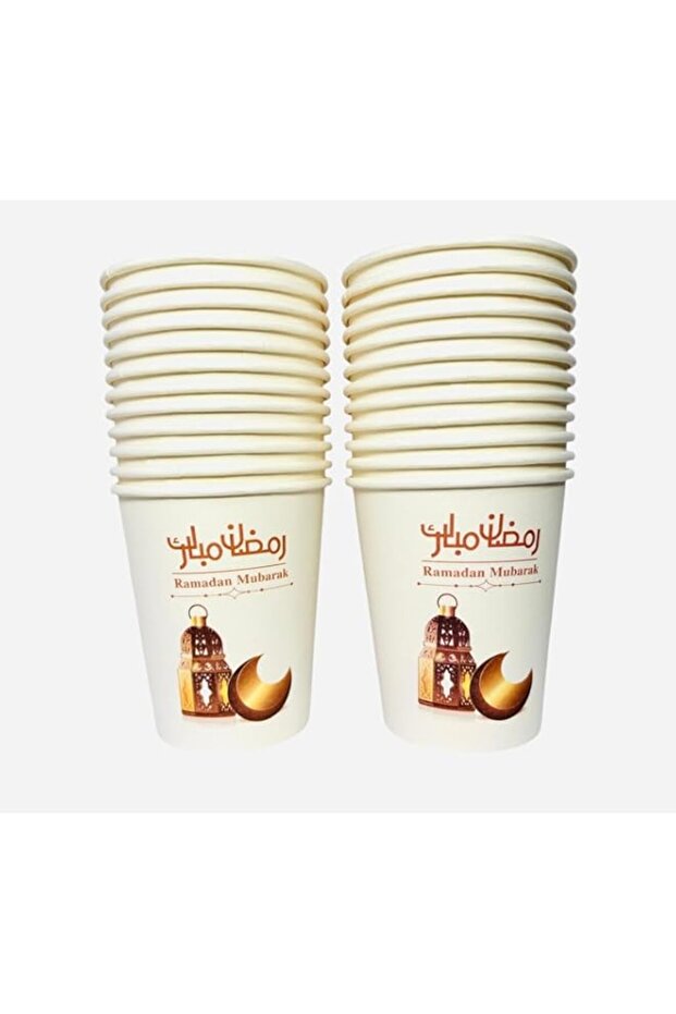 FAM 24pcs Disposable Glass For Iftar Party – Paper Cups Ramadan – EID Disposable Cups – Disposable Cups For Ramadan EID