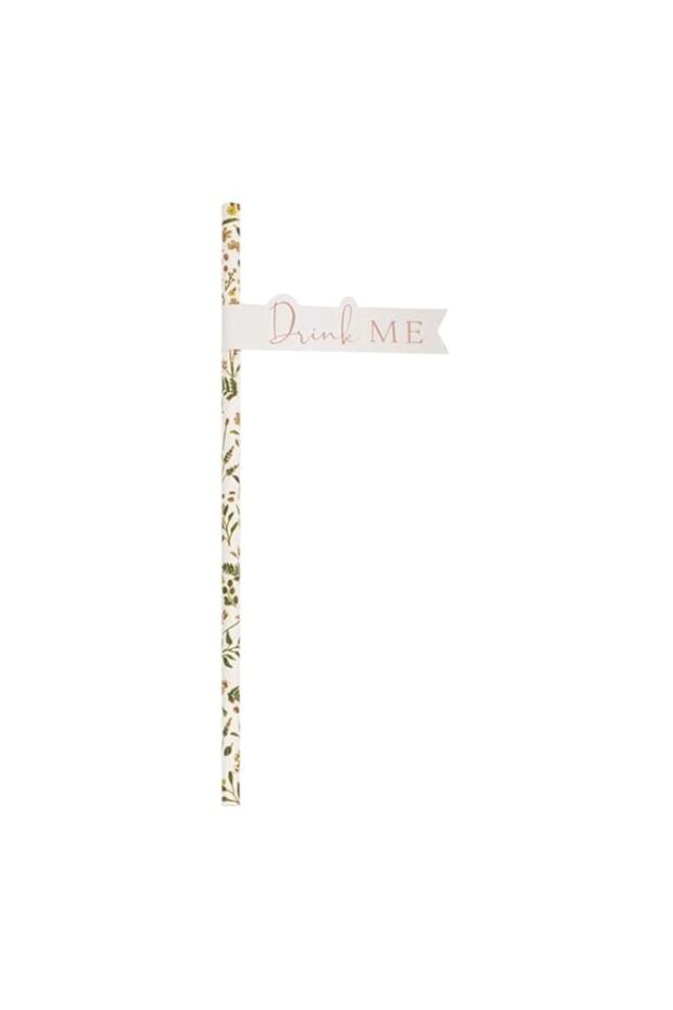 Ginger Ray Rose Gold Foiled Afternoon Tea Party Flag Straws 16 Pack Let's Partea