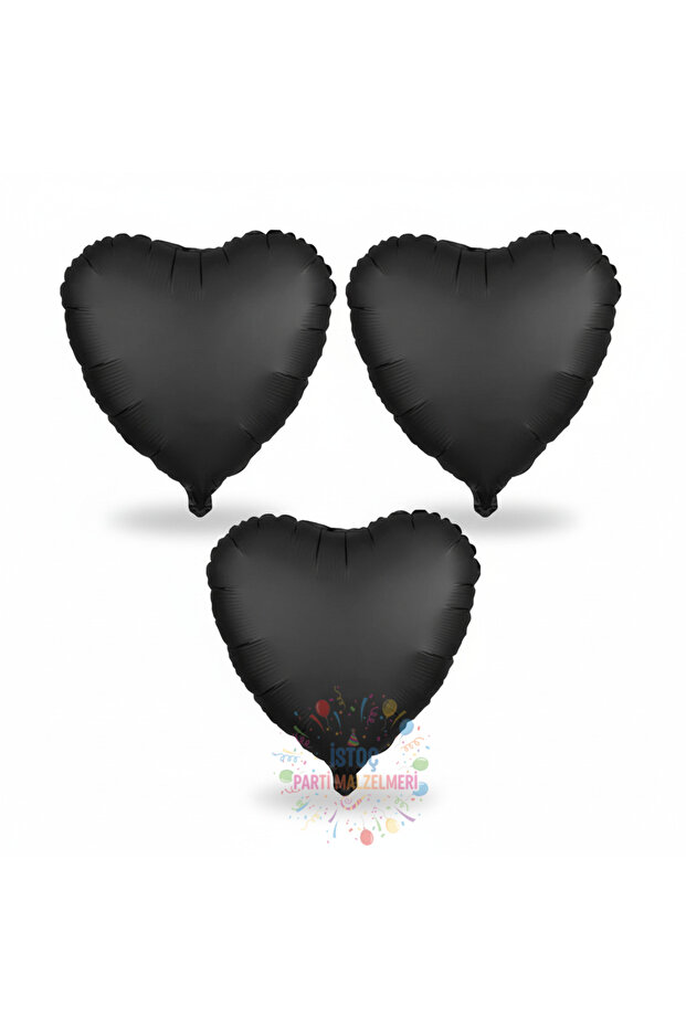 Black Color Heart Foil Balloon 3 Pieces