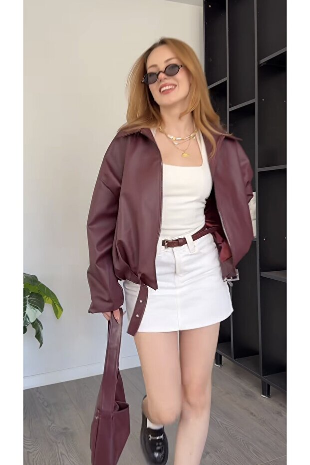 سترة جلدية فاخرة كبيرة الحجم - 4