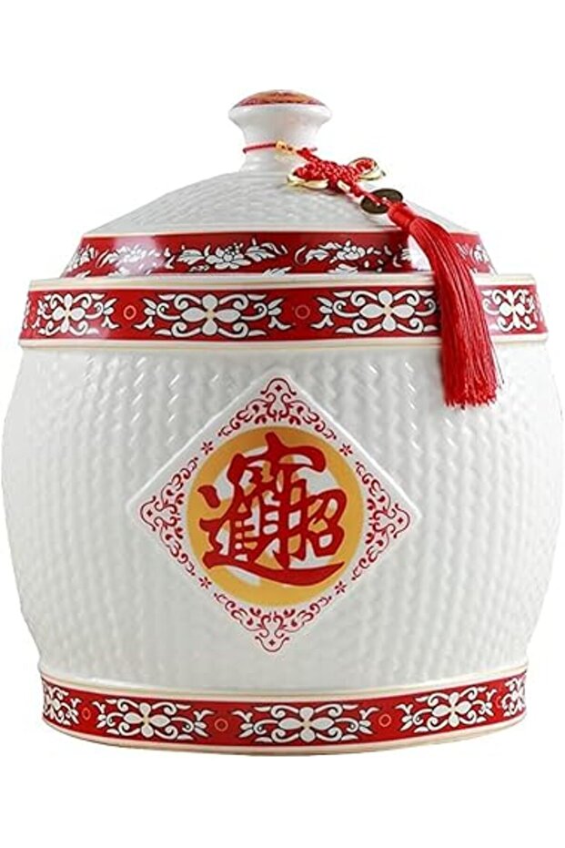 Lrge Cpcity Cermic Rice Dispenser Airtight Grin & Cerel Storage Bin Container ()