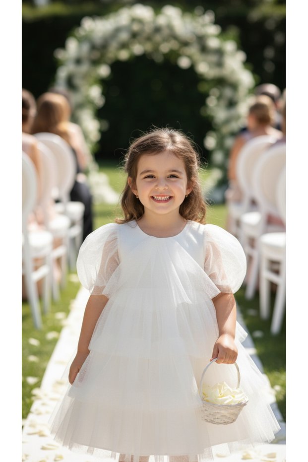 Simlli Layered Tulle Girls' Dress