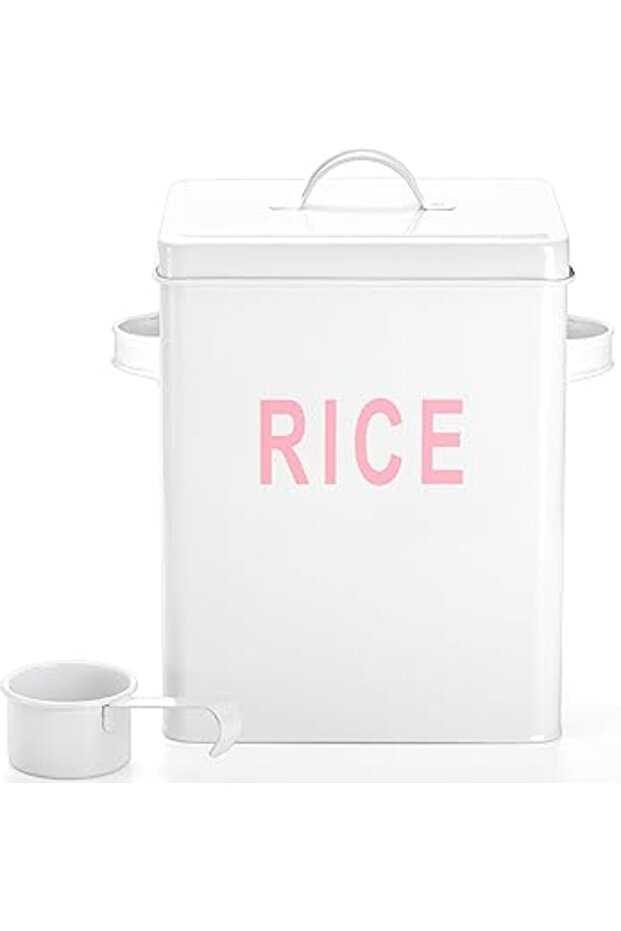 Lbs Metl Rice Storage Container Squre Canister Lid & Mesuring Scoop Cerel Bens & Pet