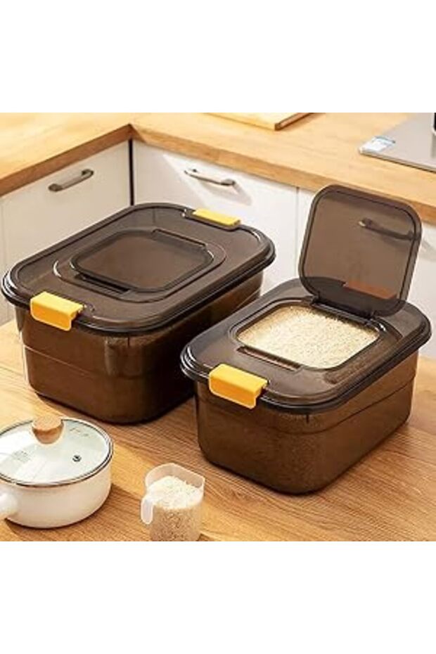 Food Storage Containers 2 Set ( 5kg & 5kg) Blck Trnsprent Rice & Cerel Storage Box