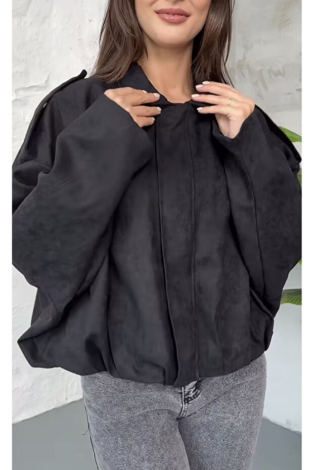 Zr Oversize Suede Bomber Jacket
