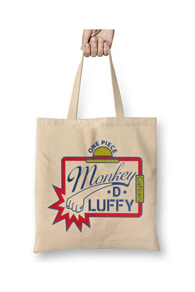 One Piece Luffy Monkeys White Cloth Bag Long Handle Shopping Bag Beach Bag