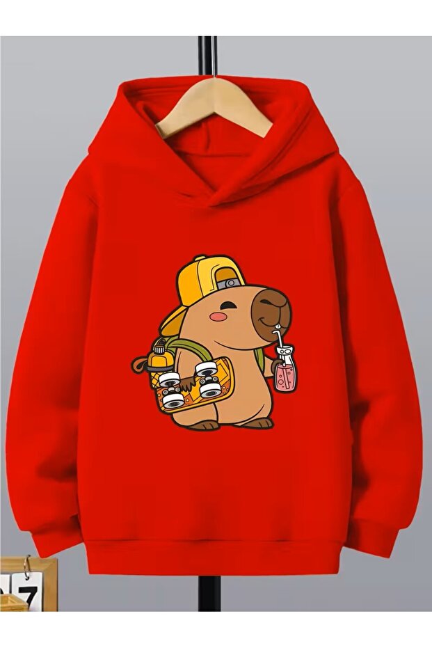 Capybara Printed Hooded Sweatshirt