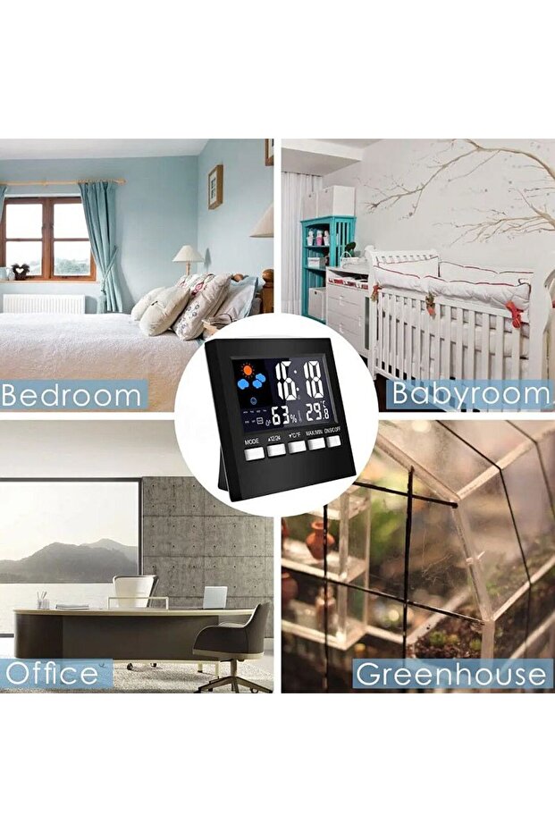 Multifunctional digital desk clock, voice control, weather station function, LCD screen, calendar - 9