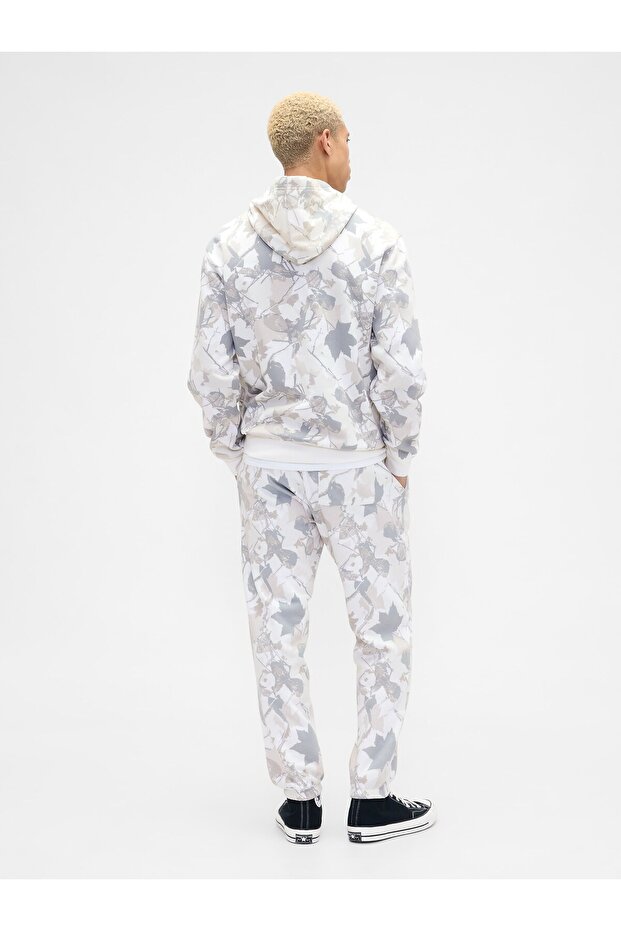 Erkek Gri Relaxed Kamuflaj Logo Jogger Eşofman Altı - 4