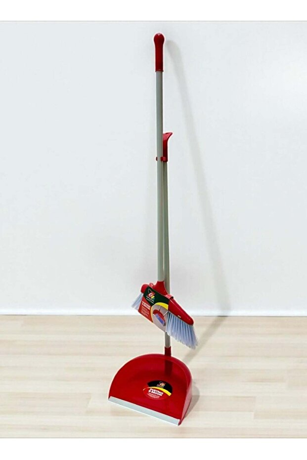 Indoor Floor Cleaning Broom, with Garbage Container and Long Broom Stick for Easy Use - 1