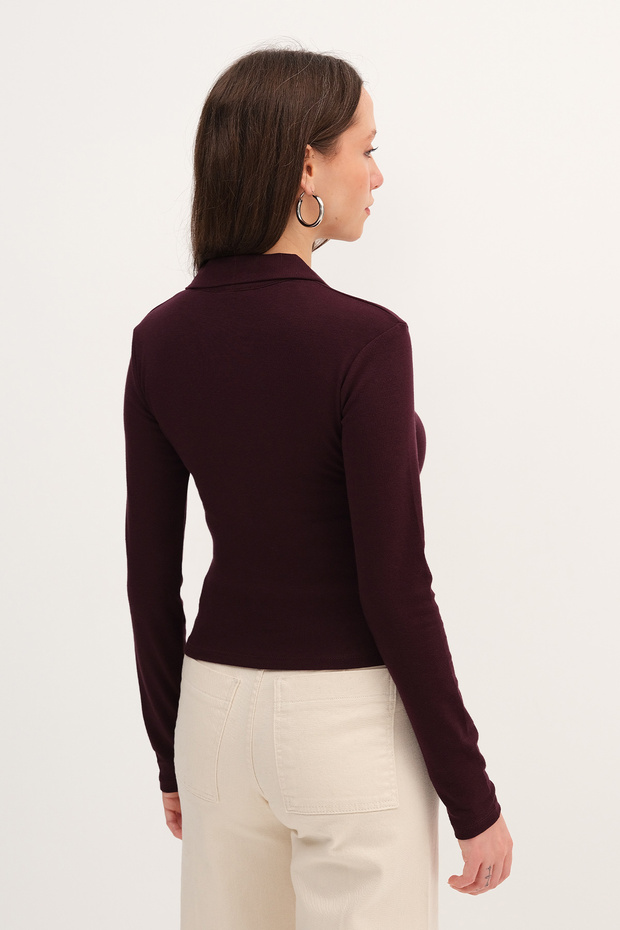 بلوزة بأزرار وياقة بولو B1848 - 5