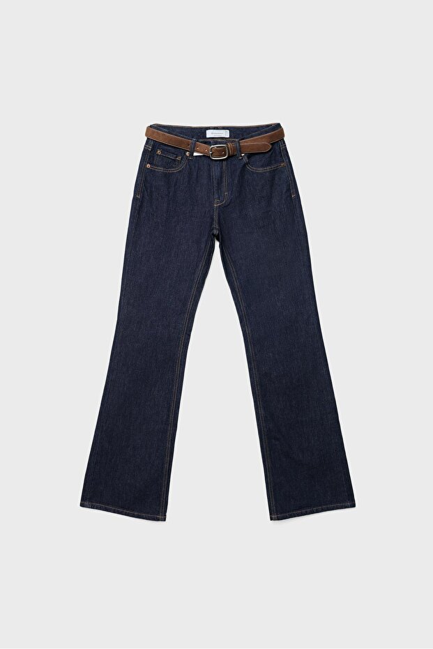 D68 kemerli bootcut jean - 6