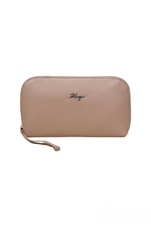 Genuine Leather Women's Makeup Cosmetic Bag with Wrist Strap 20029