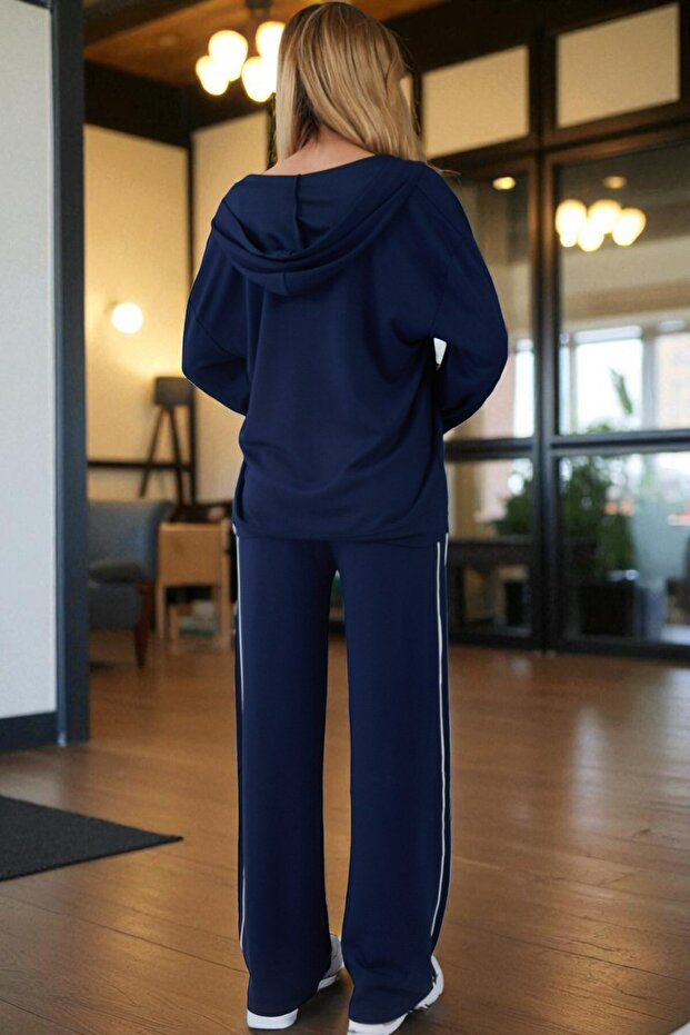 Kadın Modal Kumaş Yüksek Bel Salaş Bol Paça Eşofman Takımı - 3