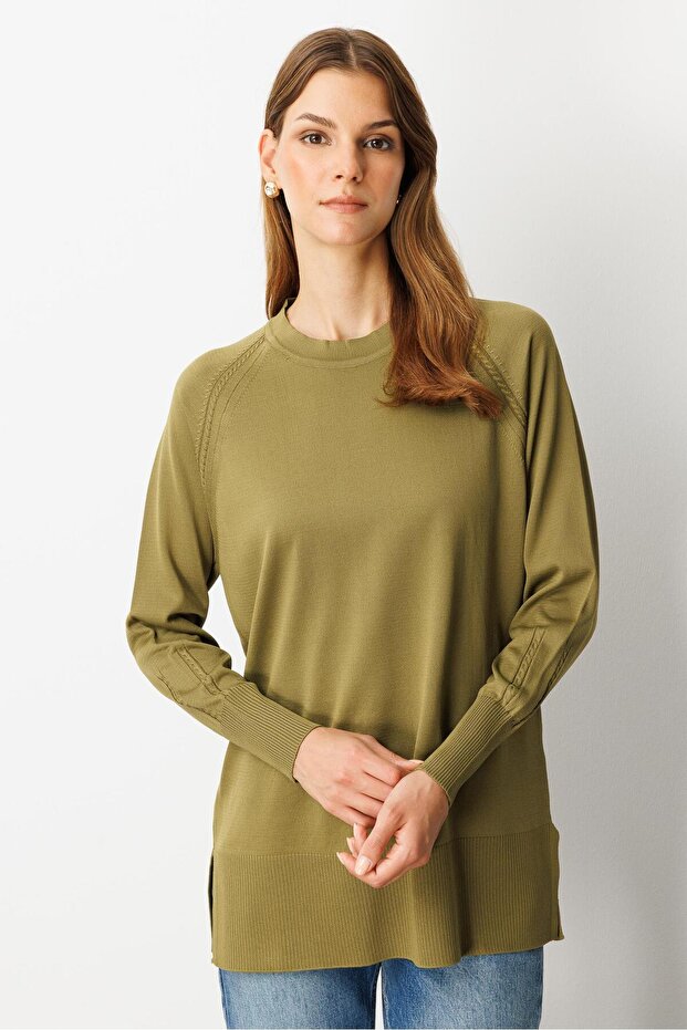 Reglan Kol Basic Triko Tunik-Y.YEŞİLİ - 4