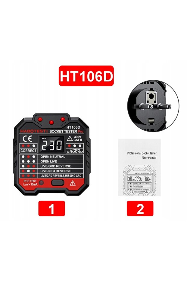 POWER SOCKET TESTER ELECTRICITY METER LCD DISPLAY RCD TEST LED - 10