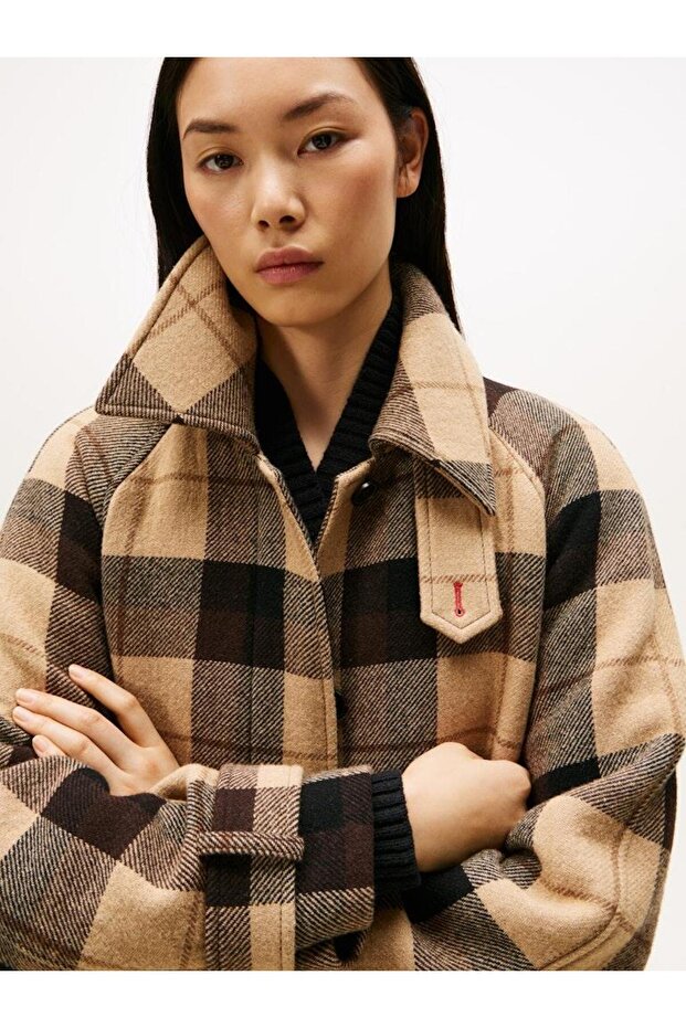 WOOL CHECK BELTED RLX COAT - 2