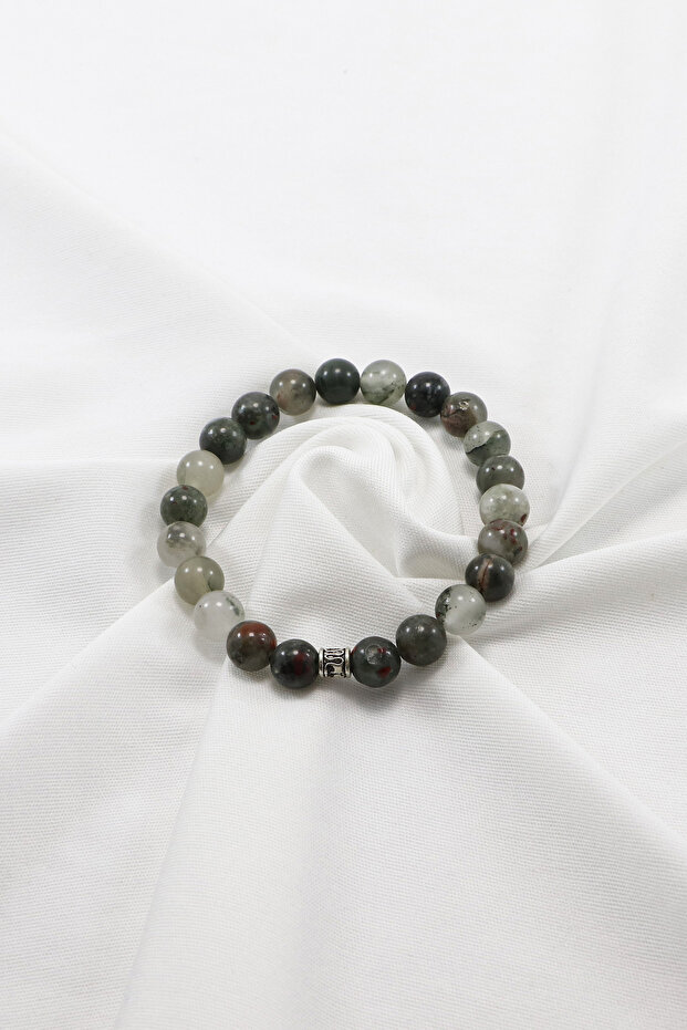 Gift Bracelet, Elastic Bracelet with Natural Stones; Bloodstone