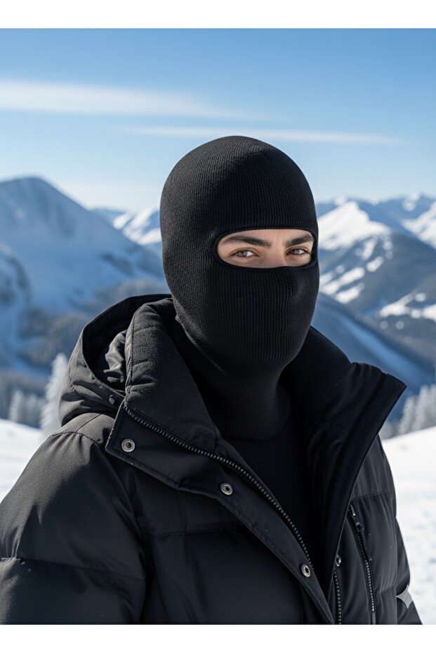 Unisex Çift Katlı Örme Kar Maskesi - 1