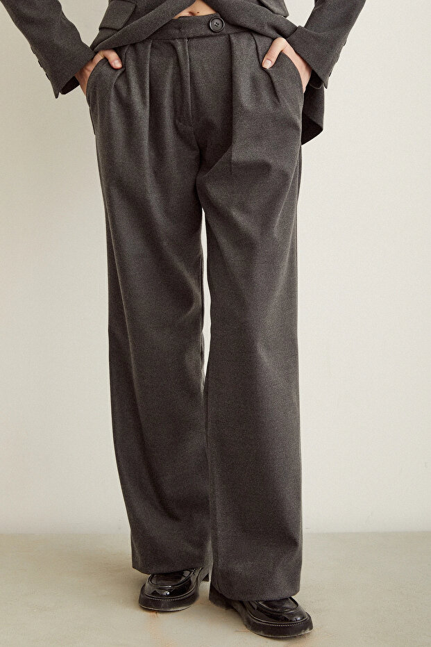 Pileli Kumaş Panolon Gri - 4