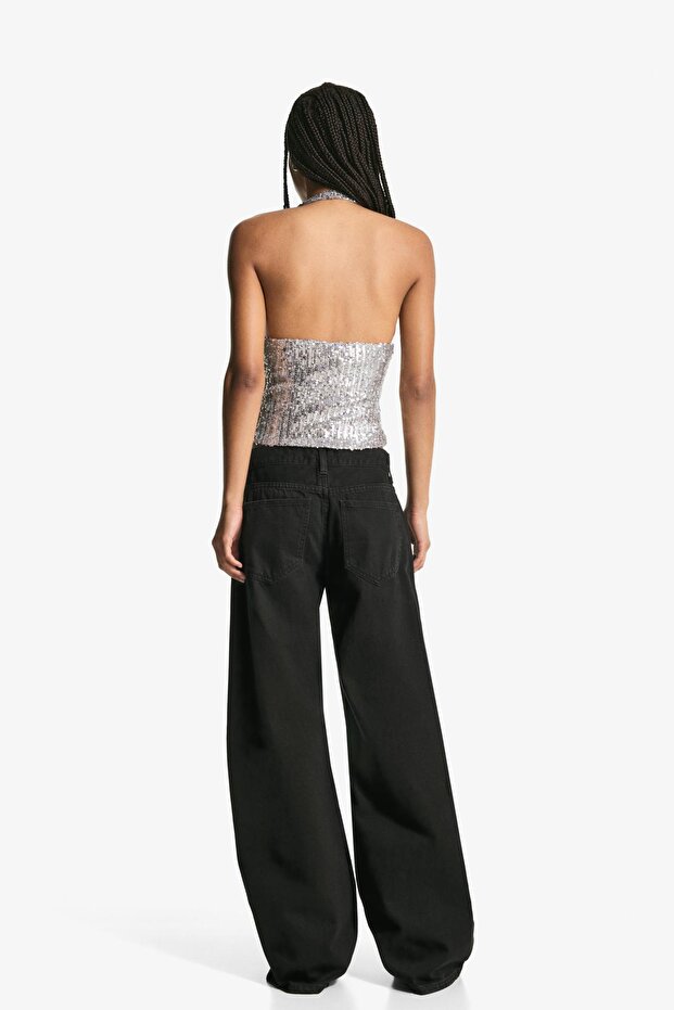 Pullu drapeli halter üst - 3