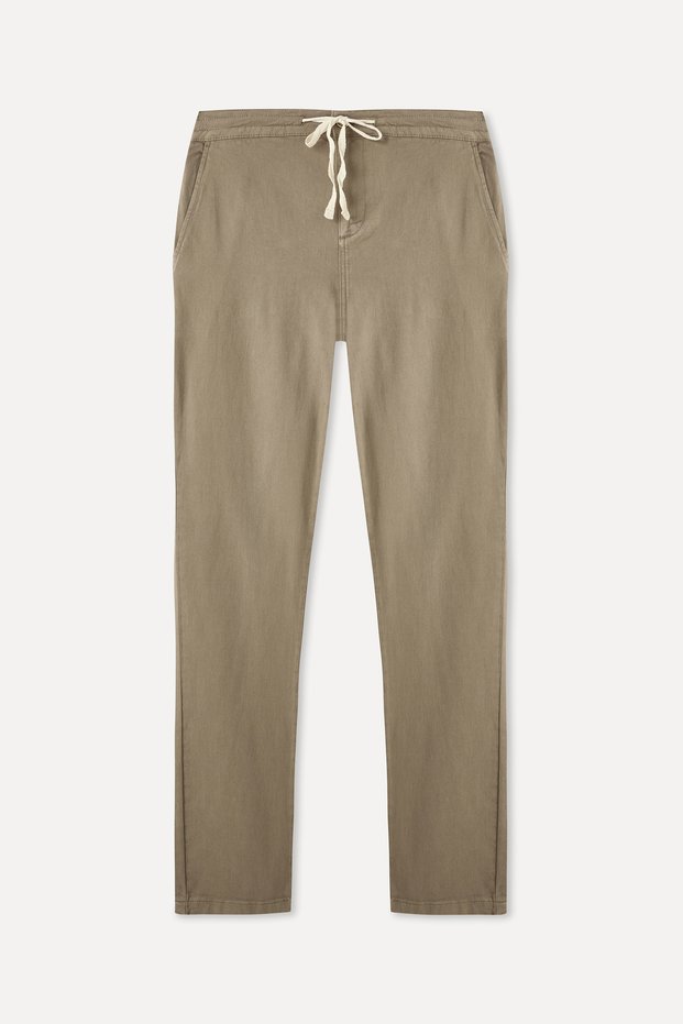 Men's Mink Color Straight Fit Elastic Waist Trousers