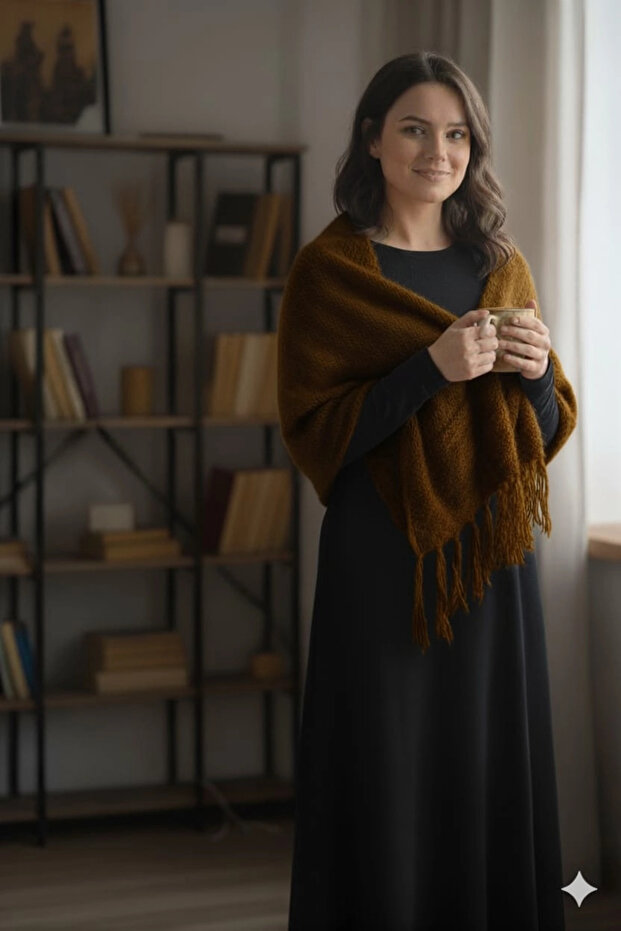 Knitted like shoulder shawl