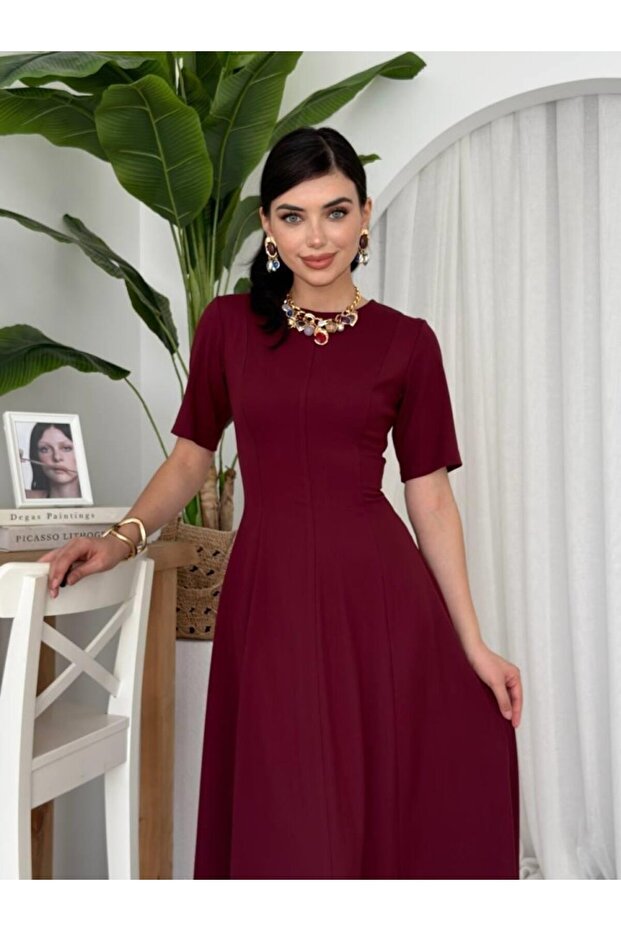 Wera Pliseli Midi Elbise - 3