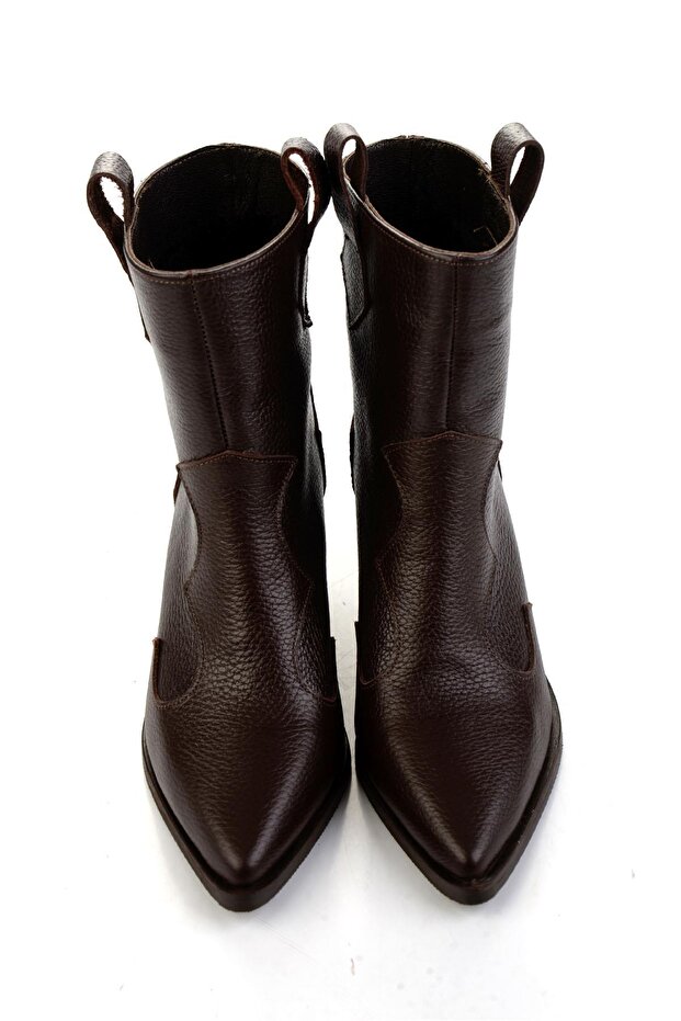 Kahve Hakiki Deri Kadın Bot & Bootie K02140000303 - 4