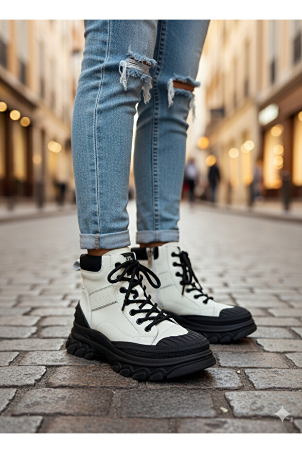 (DAR KALIP) Orijinal Kalın Tabanlı Rahat Giyim Şık Bot (DAR KALIP) 4cm - 3