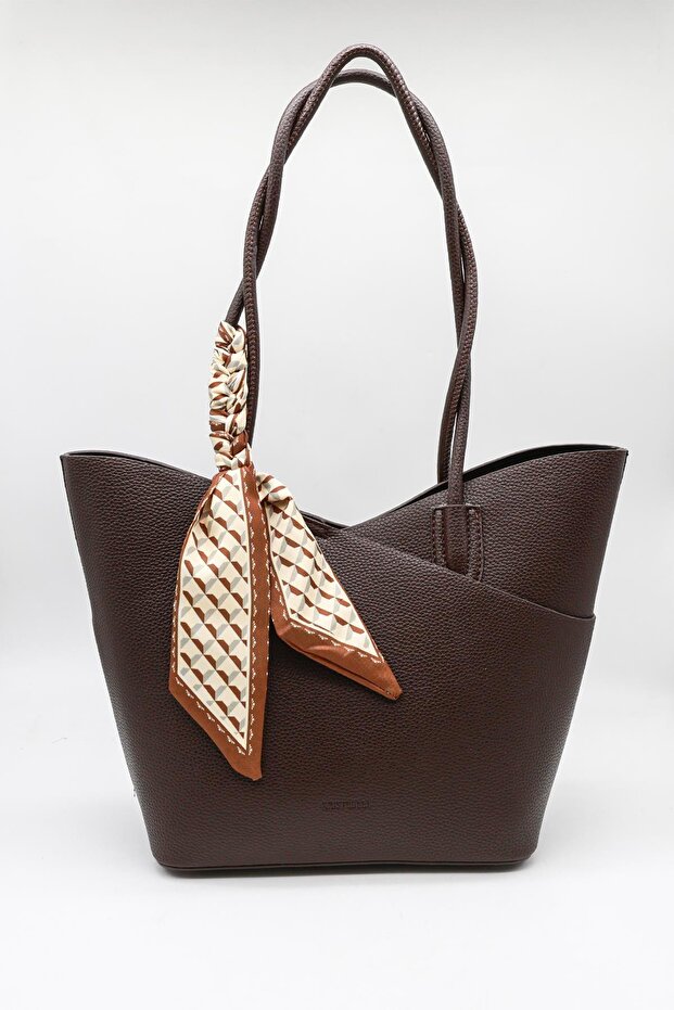 Brand Imported Scarf Handbag Kb763 - Brown