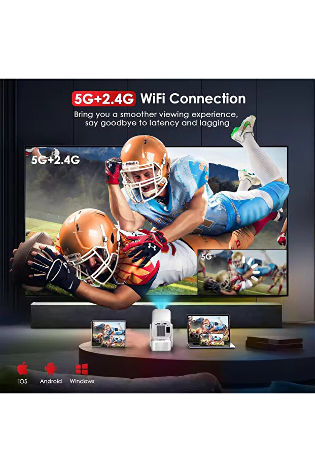 Mini Projector [Android 12.0] 200 ANSI Lumens with 5G WiFi and Bluetooth 5.1 - 3