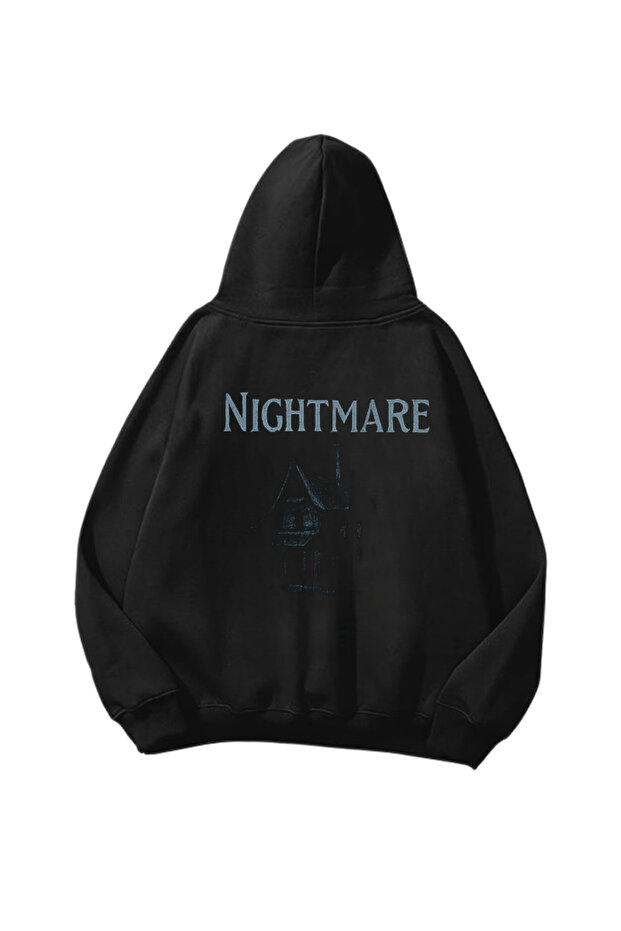 Nightmare Iii Printed Black Oversize Unisex Hoodie Sweatshirt