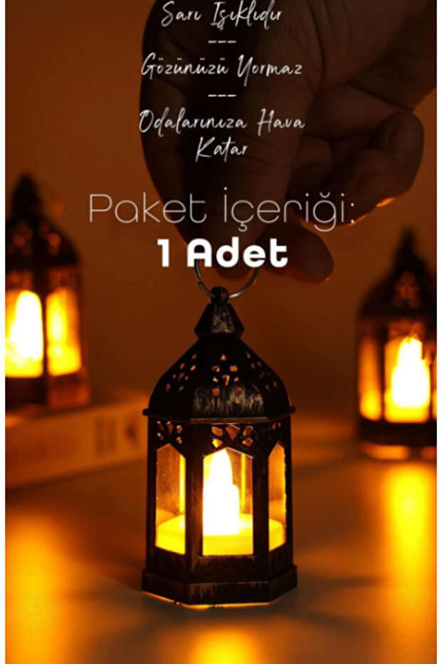 Led Mum Retro Sokak Lambası Tip Dumansız Pilli Alevli Dekoratif Yapay Mum Işıldak Bakır 1036-5 - 3