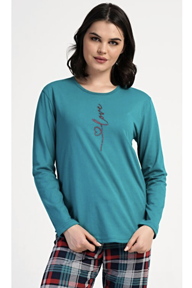 Ekoseli %100 Pamuk Çift Pijama Takımı - 6