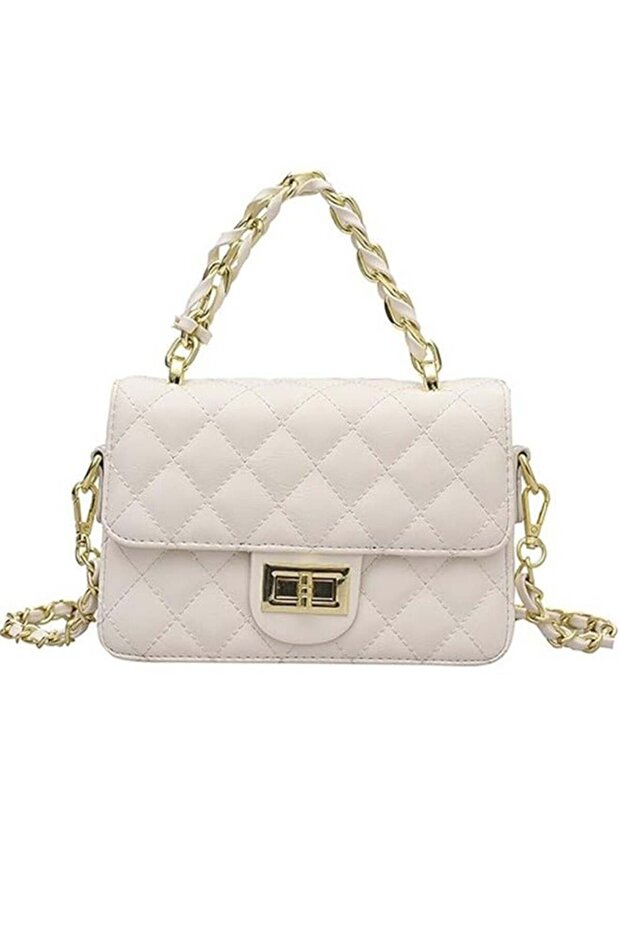 Women's Quilted Crossbody Shoulder Bag – Small PU Leather Handbag with Gold Chain Strap