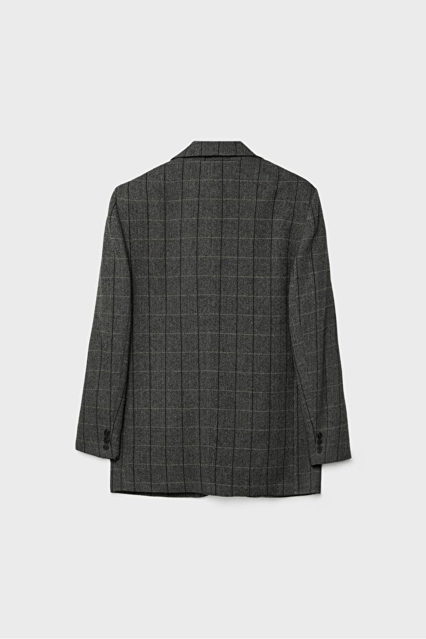 Ekoseli oversize blazer - 7