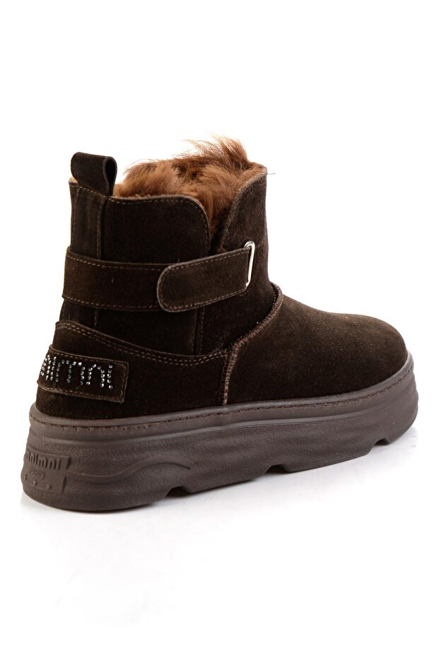 Kahve Hakiki Deri Kadın Bot & Bootie K02748100702 - 3