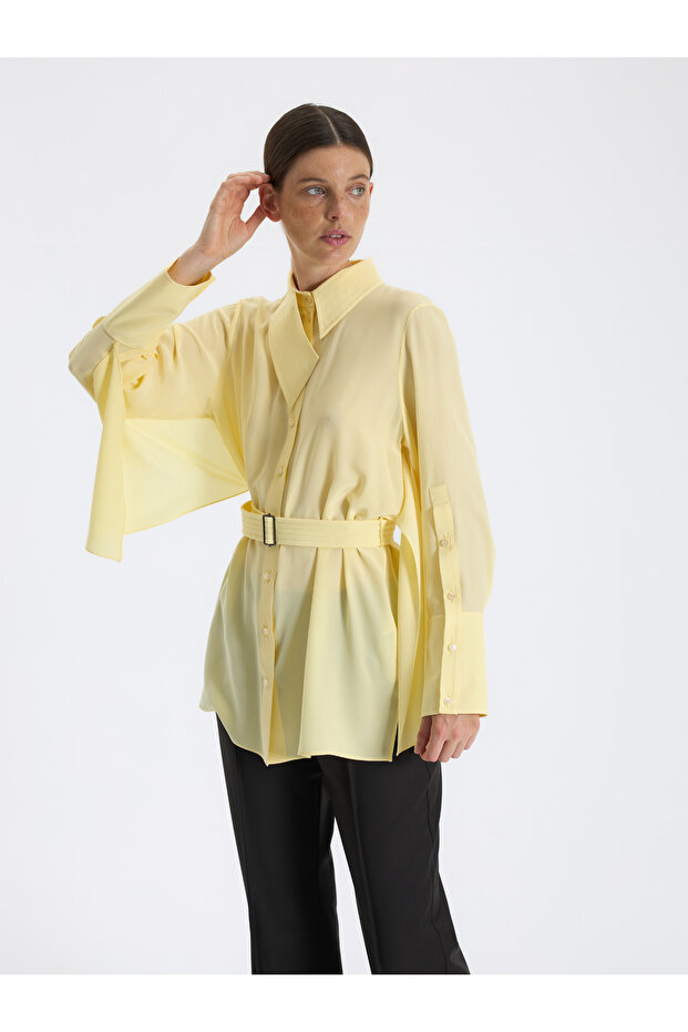 Sarı Kuşaklı Bluz - 3