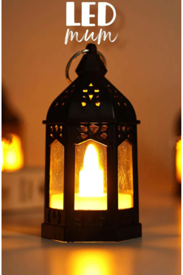 Led Mum Retro Sokak Lambası Tip Dumansız Pilli Alevli Dekoratif Yapay Mum Işıldak Bakır 1036-5 - 2