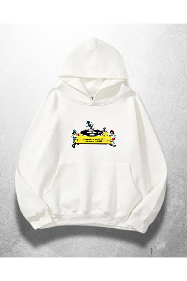 White Unisex Road Trip Printed Oversize Hoodie Sweatshirt