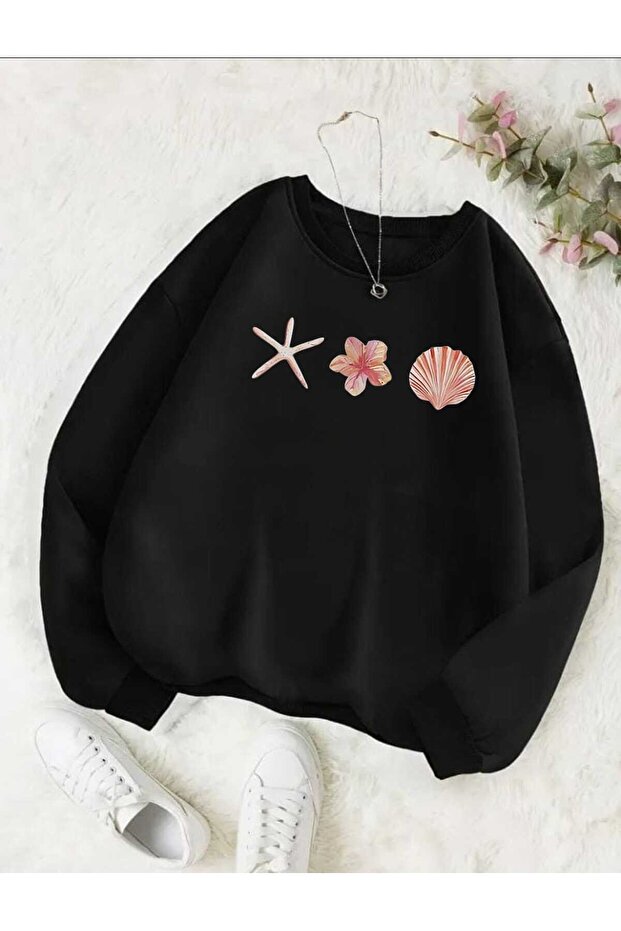 Sea Star Trend Oversize Sweatshirt with Fashion Print Design
