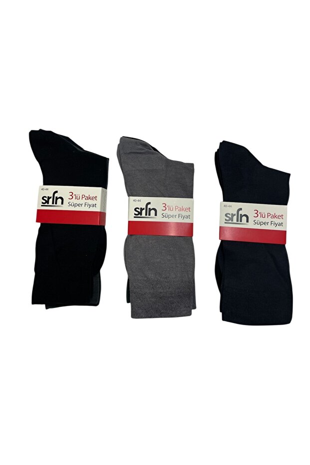 Cute 3-Piece Men's Cotton Seamless Long Socks – Plain, No Pattern (3 Pairs)