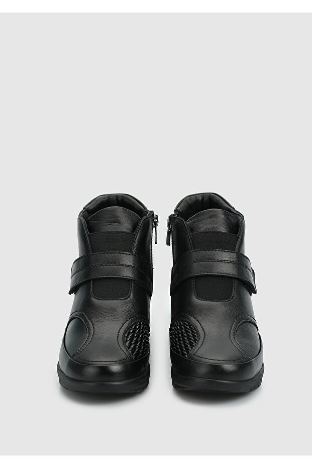 Siyah Deri Kadın Bot - 3